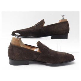 JM Weston-NEW JM WESTON LOAFERS 425 6E 40 LARGE SUEDE LOAFERS SHOES-Brown