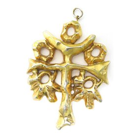 VINTAGE CHRISTIAN LACROIX KREUZ-ANHÄNGER AUS GOLD METALL GOLDENER KREUZ-ANHÄNGER Golden