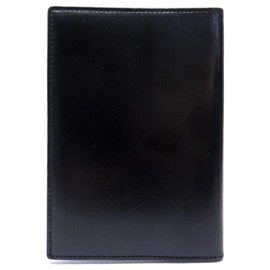 St Dupont-ST DUPONT WALLET LINE D PASSPORT COVER 180012 BLACK LEATHER WALLET-Black