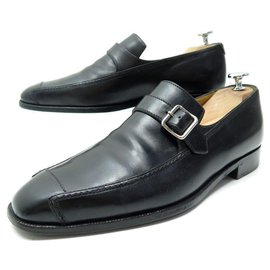 Berluti-BERLUTI SHOES BUCKLE LOAFERS 7 41 BLACK LEATHER LOAFERS SHOES-Black