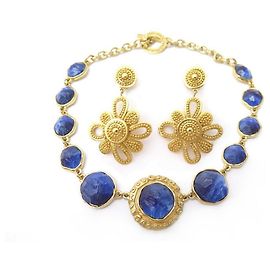 COLLAR ROCHAS VINTAGE + PENDIENTES AZZARO METAL DORE COLLAR PENDIENTES Dorado