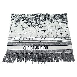 NEW CHRISTIAN DIOR ZODIAC THROW 11ZOD351I151 IN GRAY WOOL + WOOL BOX Grey