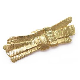 NUEVO BROCHE VINTAGE YVES SAINT LAURENT GOOSSENS BOW METAL GOLD NODE BROCHE Dorado