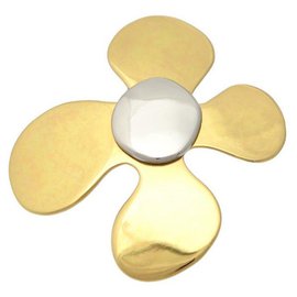 BROCHE VINTAGE YVES SAINT LAURENT BROCHE COLGANTE FLORAL FLOR DE TRÉFLE TREFLE Dorado