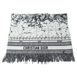 Christian Dior-NUOVO PLAID DIOR ZODIAC CHRISTIAN 11ZOD351io151 IN LANA GRIGIA + SCATOLA LANA-Grigio