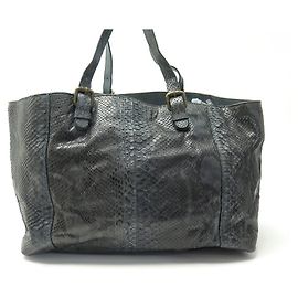 GERARD DAREL SINGLE BAG SHOULDER BAG IN BLUE PYTHON LEATHER TOTE BAG Blue