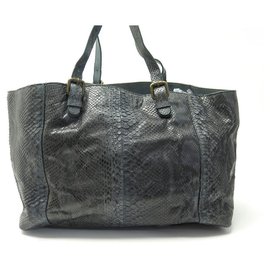 SAC A MAIN GERARD DAREL SIMPLE BAG CABAS EN CUIR DE PYTHON BLEU TOTE BAG Bleu