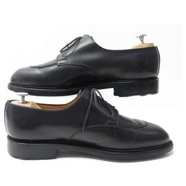 JM Weston-JM WESTON SHOES 696 DERBY THE HALF HUNT 10E 44 BLACK LEATHER SHOES-Black