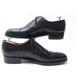 JM Weston-JM WESTON SHOES 415 SAVILE RICHELIEU 7C 41 BLACK BOX calf leather SHOES-Black