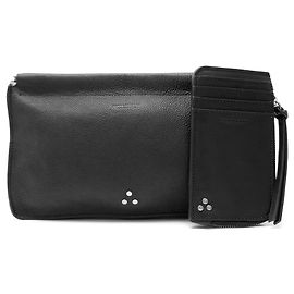 NEU JEROME DREYFUSS CLIC CLAC L SILBER KARTENHALTER CLYDE SCHWARZ Schwarz