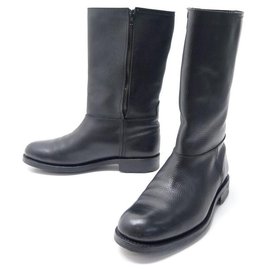 JM Weston-JM WESTON FOOTWEAR SHOES 7E 41 LARGE BLACK SEED LEATHER BOOTS SHOES-Black