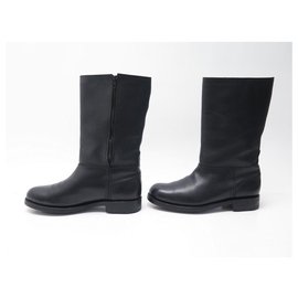 JM Weston-JM WESTON FOOTWEAR SHOES 7E 41 LARGE BLACK SEED LEATHER BOOTS SHOES-Black