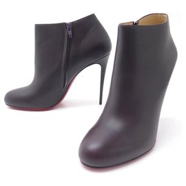 Christian Louboutin-NEW CHRISTIAN LOUBOUTIN SHOES BELLE ANKLE BOOTS 40 PURPLE LEATHER BOOTS-Purple