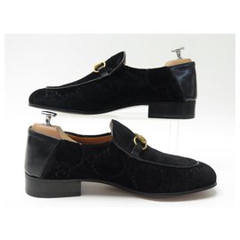 Gucci-NEW GUCCI MOCASSINS HORSEBIT SHOES 7 It 42 FR VELVET GG BOX SHOES-Black