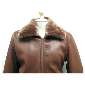 Zilli-JACKET ZILLI PR AALLARD M 48 LEATHER AVIATOR FUR COLLAR FLIGHT JACKET-Brown