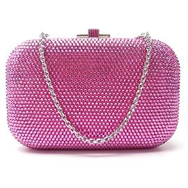 BORSA A MANO JUDITH LEIBER SLIM SLIDE POCHETTE STRASS ROSA POUCH BAG Rosa