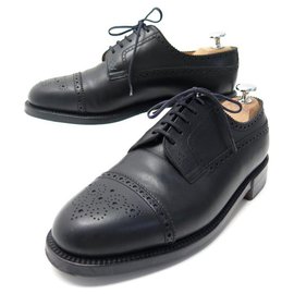 JM Weston-JM WESTON SHOES 579 DERBY TRIPLE INSOLES 7E 41 LARGE LEATHER SHOES-Black