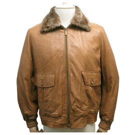 Zilli-ZILLI JACKET M JACKET 48 SHEEP LEATHER RETURNS CAMEL FURNACE COLLAR JACKET COAT-Caramel