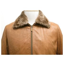 Zilli-ZILLI JACKET M JACKET 48 SHEEP LEATHER RETURNS CAMEL FURNACE COLLAR JACKET COAT-Caramel