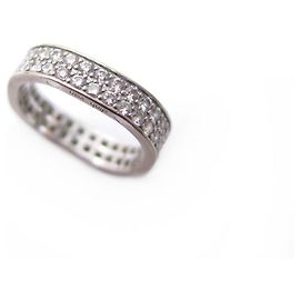DINH VAN ALLIANCE SQUARE RING 46 COMPLETE DIAMOND PAVING WHITE RING GOLD Silvery