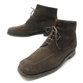 JM Weston-JM WESTON BOOTS 685 9C 43 BROWN SUEDE SUEDE BOOTS SHOES-Brown