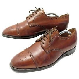 SAPATOS JOHN LOBB NADER 8E 42 TOE FLORAL DE COURO MARROM DERBY + EMBOSSING Marrom