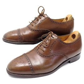 JOHN LOBB SEYMOUR SCHUHE 8E 42 RICHELIEU BOUT FLEURI LEDER + KNÖPFE Braun