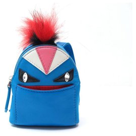 NEUER FENDI CHARM MINI ZAINO RUCKSACK JUWEL 7AR457 MONSTER NYLON BLAU Blau