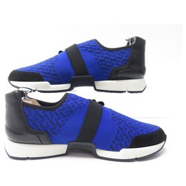 Hermès-NEW HERMES BASKETS RUN SHOES 181333zh20420 41 CANVAS SNEAKERS SHOES-Blue