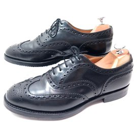 Church's-CHURCH'S BURWOOD RICHELIEU SHOES 8.5F 42.5 RICHELIEU BLACK LEATHER SHOES-Black