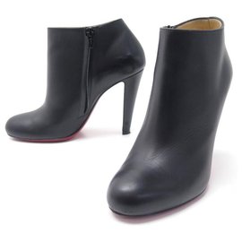 Christian Louboutin-CHRISTIAN LOUBOUTIN SHOES BELLE ANKLE BOOTS 37.5 BLACK LEATHER BOOTS-Black
