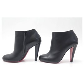 Christian Louboutin-CHRISTIAN LOUBOUTIN SHOES BELLE ANKLE BOOTS 37.5 BLACK LEATHER BOOTS-Black