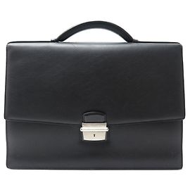 CARTIER PASHA SATCHEL IN BLACK SEED LEATHER LEATHER BRIEFCASE BAG Black