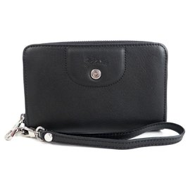 Longchamp-NEUE KOMPAKTE LONGCHAMP LEDER BRIEFTASCHE AUS SCHWARZEM LEDER BILLFOLD-Schwarz