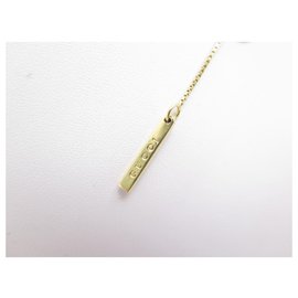 Gucci-GUCCI GOLD CHAIN NECKLACE 18K 5.5GR SPELL OUT LOGO TAG NECKLACE GOLD NECKLACE-Golden