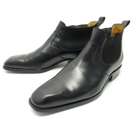 JM Weston-JM WESTON INFORMAL SHOES 457 9E 43 BLACK LEATHER CHELSEA LOW ANKLE BOOTS-Black