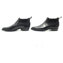 JM Weston-JM WESTON INFORMAL SHOES 457 9E 43 BLACK LEATHER CHELSEA LOW ANKLE BOOTS-Black