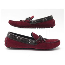 Louis Vuitton-NOVOS SAPATOS LOUIS VUITTON MOCCASINS ARIZONA 7.5 41.5 RED SUEDE LOAFERS-Vermelho