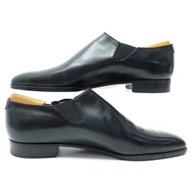Aubercy-AUBERCY ONE CUT COMM SPECIALE SHOES 43.5 LEATHER LOAFERS-Black