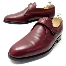 JM Weston-JM WESTON SHOES EDOUARD BUCKLE LOAFERS 8.5E 42.5 43 Burgundy leather-Dark red