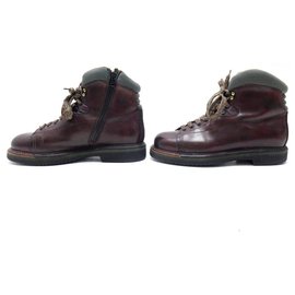 Santoni-SANTONI SHOES 8 It 43 FR BROWN LEATHER ANKLE BOOTS HIKING BOOTS SHOES-Brown