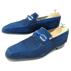 SCARPE CORTHAY CANNES 9.5 43.5 MOCASSINI MOCASSINI IN VELLUTO BLU Blu