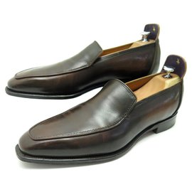 Corthay-CORTHAY BRIGHTON SHOES 10 44 LOAFERS SHOES BROWN LEATHER LOAFERS-Brown