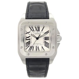 Cartier-Cartier Santos watch 100 XL 2656 AUTOMATIC STEEL 38MM SS WATCH GUARANTEE-Silvery