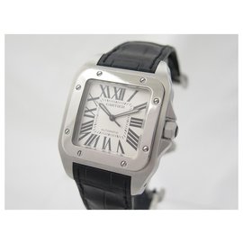 Cartier-Cartier Santos watch 100 XL 2656 AUTOMATIC STEEL 38MM SS WATCH GUARANTEE-Silvery