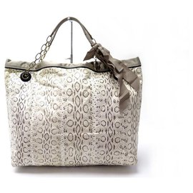 Lanvin-NEW LANVIN AMALIA HANDBAG IN BEIGE & TAUPE PYTHON LEATHER HAND BAG-Beige
