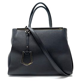 Borsetta Fendi 2 jours 8BH250 Borsa in pelle nera Nero