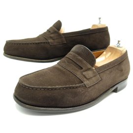 JM Weston-JM WESTON SHOES 180 6.5E 40.5 LARGE BROWN SUEDE LOAFERS LOAFERS-Brown