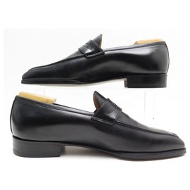 Aubercy-AUBERCY MOCASSIN LUPINE SHOES 6E 40 BLACK LEATHER LOAFERS SHOES-Black