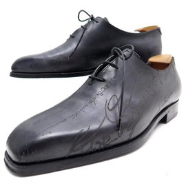 Berluti-CHAUSSURES BERLUTI  RICHELIEU SCRITTO 3 OEILLETS 6.5 40.5 CUIR EMBAUCHOIRS-Gris anthracite